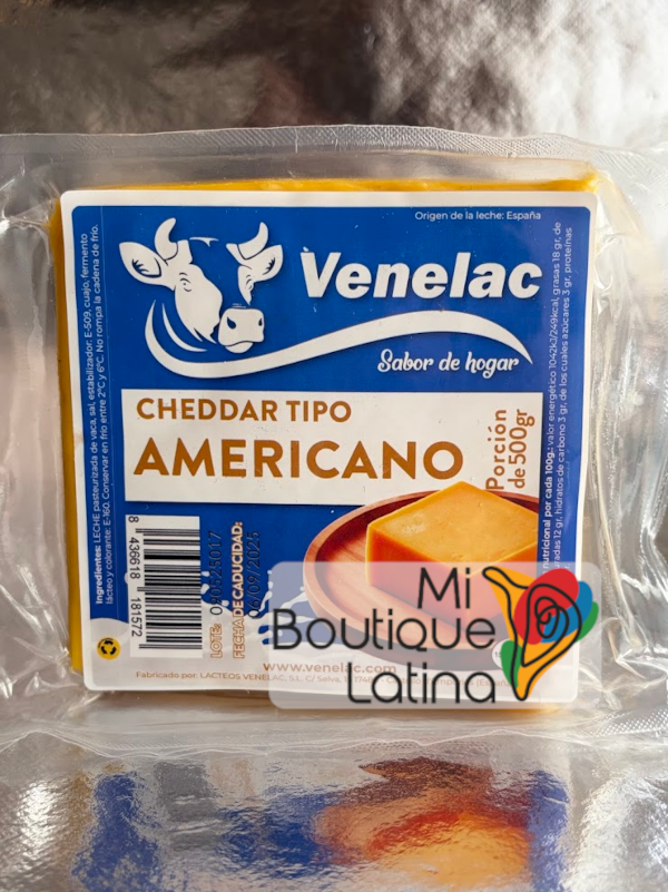Queso Cheddar Venelac 500gr